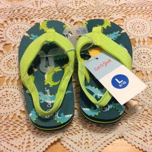 Cat & Jack NWT flip flops with alligators,size kids 9-10